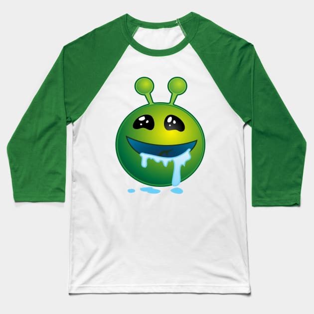 Funny Alien Monster ET Extraterrestrial Martian Green Man Emoji for Women, Men and Kids 7 Baseball T-Shirt by PatrioTEEism